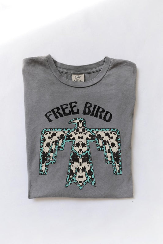 Free Bird Cow Print Graphic T-Shirt